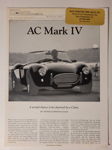 Vintage mark cobra - iv,