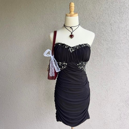 Vintage y2k deb - black, beaded