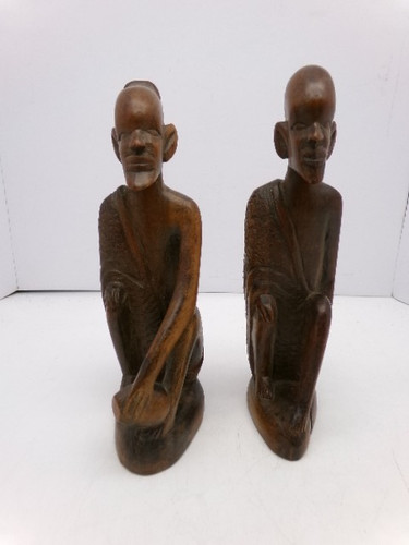 Pair wooden hand carved - pair,