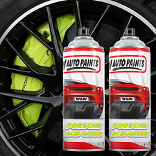 X2 PORSCHE ACID GREEN GLOSS BRAKE CALIPER PAINT High Temperature AEROSOL SPAY