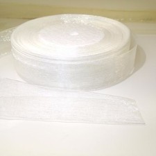 25mm 1" White Woven Edge Sheer Organza Ribbon 3M 5M 10M Craft Sewing