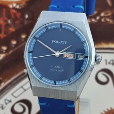 Vintage Watch USSR Poljot Blue Dial Very RARE Soviet WristWatch 2628.H 17jewels