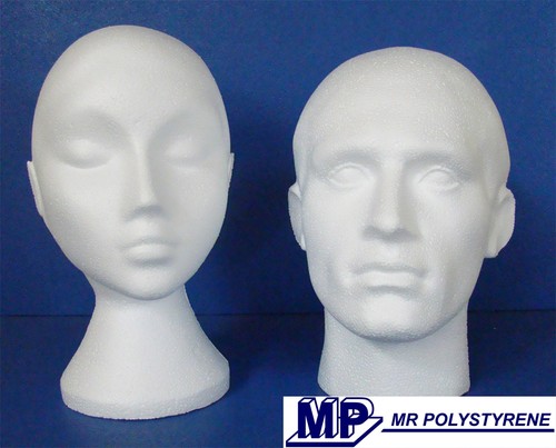Pair polystyrene heads male - polystyrene,