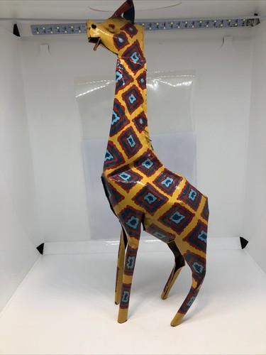 African tin metal giraffe art - african,