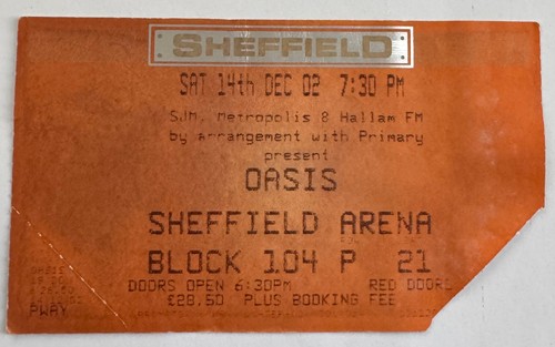 Oasis sheffield arena saturday - sheffield,