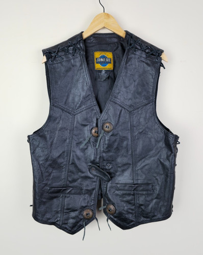 Real leather waistcoat vintage - waistcoat,