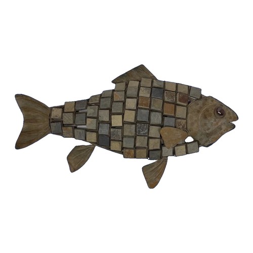 Vintage metal mosaic - mosaic, fish