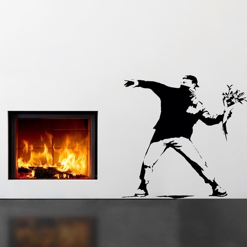 Banksy flower thrower - flower, wall
