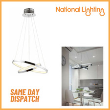 Modern 2 Ring Pendant Chandelier Chrome Plated Dimmable LED Ceiling Light-3000K