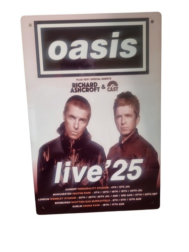 Oasis live 2025 12x8 metal - 2025,