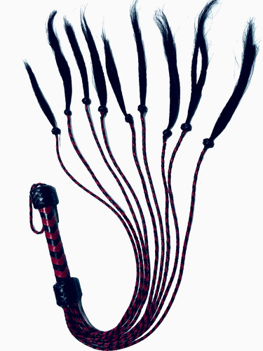 Real leather black red spank - black,