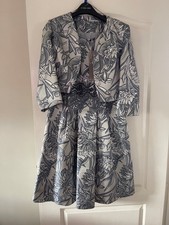 Michaela Louisa Silver Floral Dress With Jacket Size 14 - BNWT