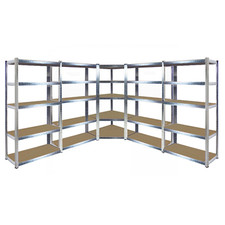 5 Bay Galvanised Corner Shelving/Racking Unit Garage Storage Shelves 1800mm H