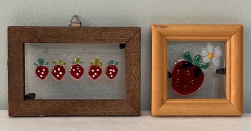 Two strawberry fused glass - two,
