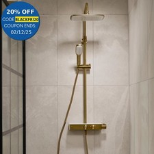 Triton Push Button Dual Head Thermostatic Bar Mixer Shower - Brushed Brass