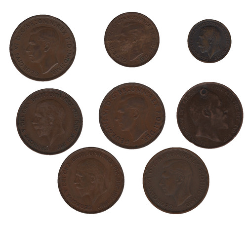 British coins farthing - x8, –