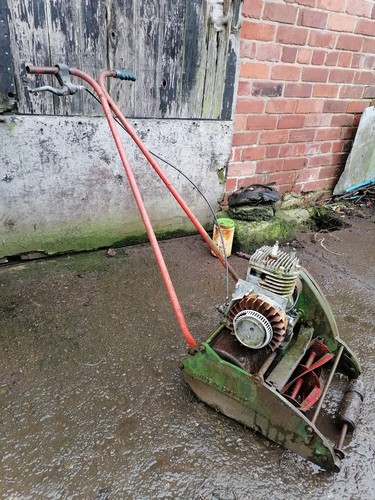 Vintage petrol lawnmower - vintage,