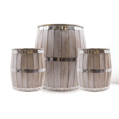 Barrel table and stools set - barrel,