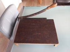 Antique Scratch Built Paper Stationery Guillotine Wooden Tabletop 15 x 12 "