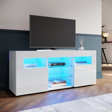 High Gloss LED TV Stand Unit White Sideboard Storage Modern Living Room Cabinet