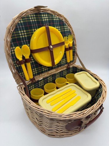 Vintage wicker picnic basket - vintage,