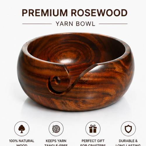 Wooden yarn bowl rosewood - yarn,