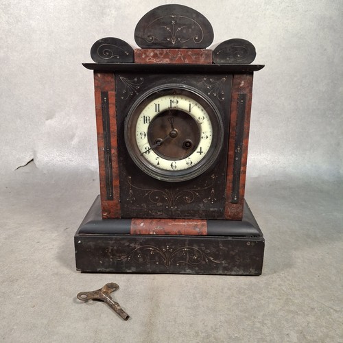 Black slate mantel clock - slate,