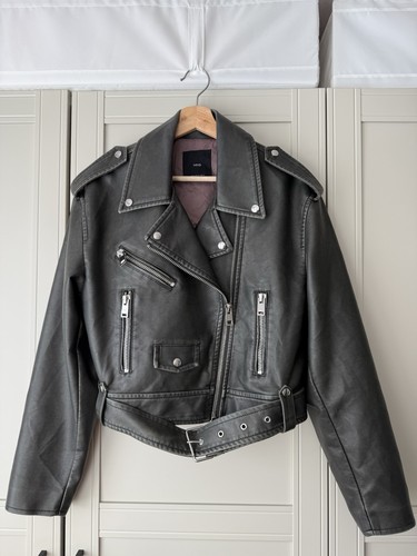 Mango leather biker belted - leather,