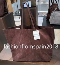 ZARA NEW WOMAN MAXI SUEDE SHOPPER BAG CHOCOLTE BROWN  6029/610/721