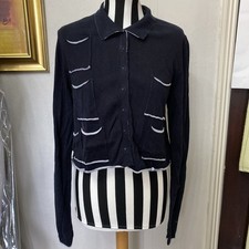 Rundholz Ladies Black 100% Cotton Pockets Cardigan Sz M