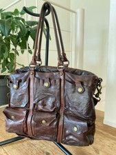 Campomaggi cognac Italian leather Tote bag 6 Pockets Strap studded Dust Bag Rare
