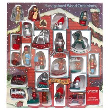 Christmas Tree Decorations Box of 22 Hanging Mini Wooden Ornaments