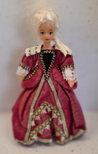VINTAGE 19cms REXARD DOLL MADAME POMPADOUR IN A BURGUNDY DRESS