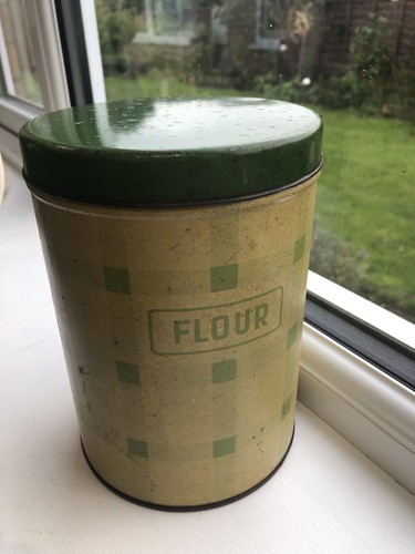 Vintage flower storage tin - flower,