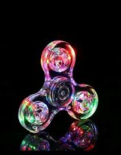 Autism Calming Sensory Toys Crystal Led Light-UP Fidget Spinner Toy Clear-White