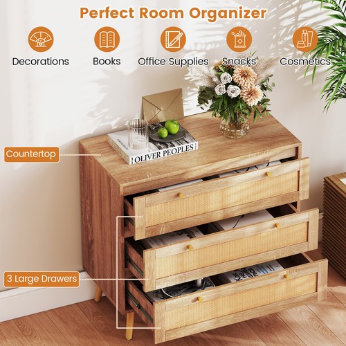 Rattan dresser boho style - dresser,