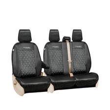 TAILORED FOR TRANSIT CUSTOM VAN - PREMIUM DIAMOND QUILTED LEATHER SEAT COVERS