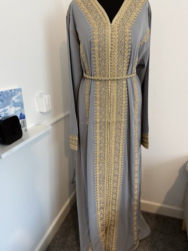 Grey moroccan jalabiya kaftan - jalabiya,