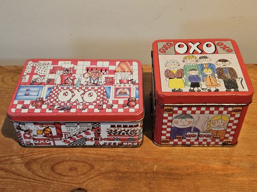 Vintage oxo cube tins pair - oxo,