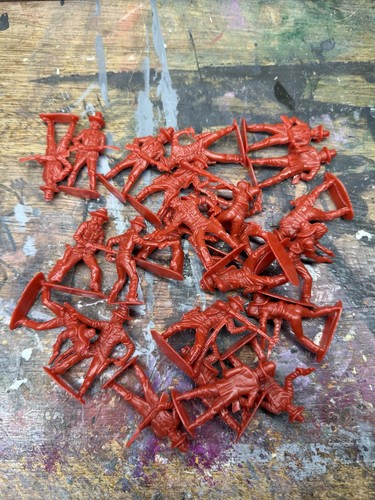 Red plastic cowboys lot - plastic,