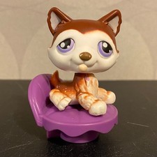 Authentic Littlest Pet Shop #427 Brown white husky dog
