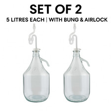 Set of 2 x 5L Glass Demijohns