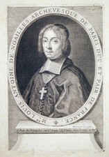 Copperplate engraving, L.A. de Noailles, N. Langlois, ~ 1700, Archbishop of Paris