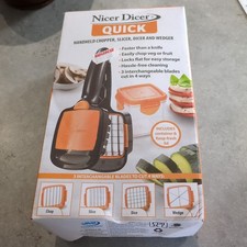 JML Nicer Dicer QUICK Handheld Chopper, Slicer, Dicer, Wedger. Black and Orange.