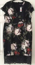 M&S COLLECTION Floral Print Scuba Bodycon Midi Dress ~ 18 Petite ~ T428003P