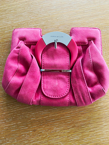 Karen millen pink suede clutch - suede,