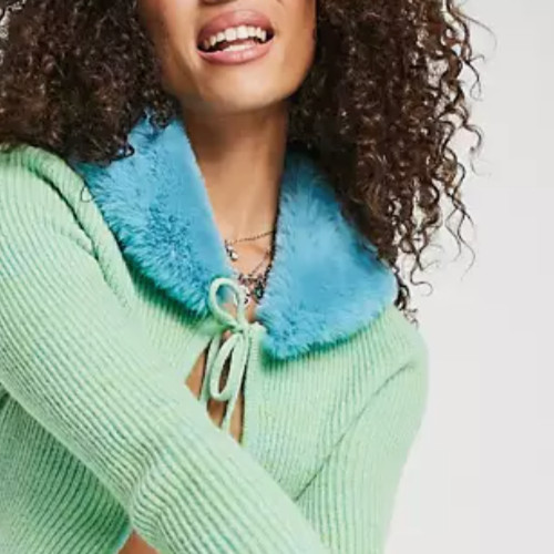 Faux fur turquoise - aqua, collar