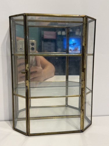 Vintage brass glass curio - vintage, brass/glass
