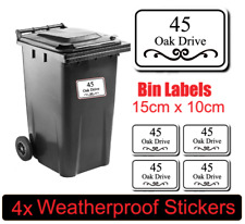 x4 Wheelie Bin Stickers Numbers Personalised Custom House Street Bin Number A6 F