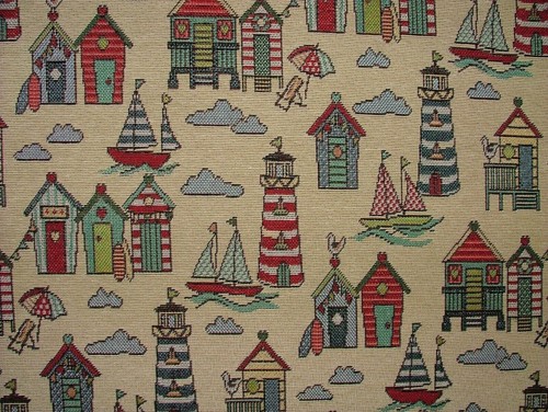 Tapestry beach huts nautical - huts,